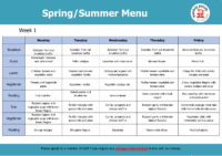 Spring & Summer menu – Week 1